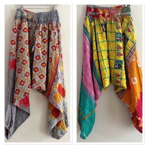 Kantha Bae Duality Everyday Harem Pants Cotton Repurposed Sari Reversible OS